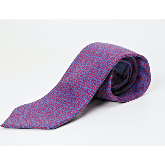 Hermes Other - Hermes Tie Blue Silk Twill Chain Link Pattern Geometric Made in France